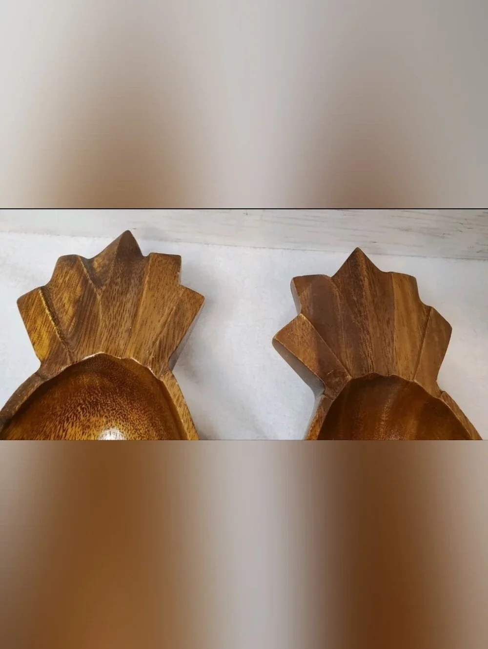 Boho Tiki Pineapple Wood Bowls Set of 2 Philippines 10.5